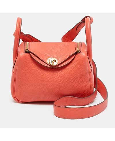 Pre-Owned Hermes Women's Lindy Mini Finish Rose Texas Taurillon Clemence Leather Shoulder Bag