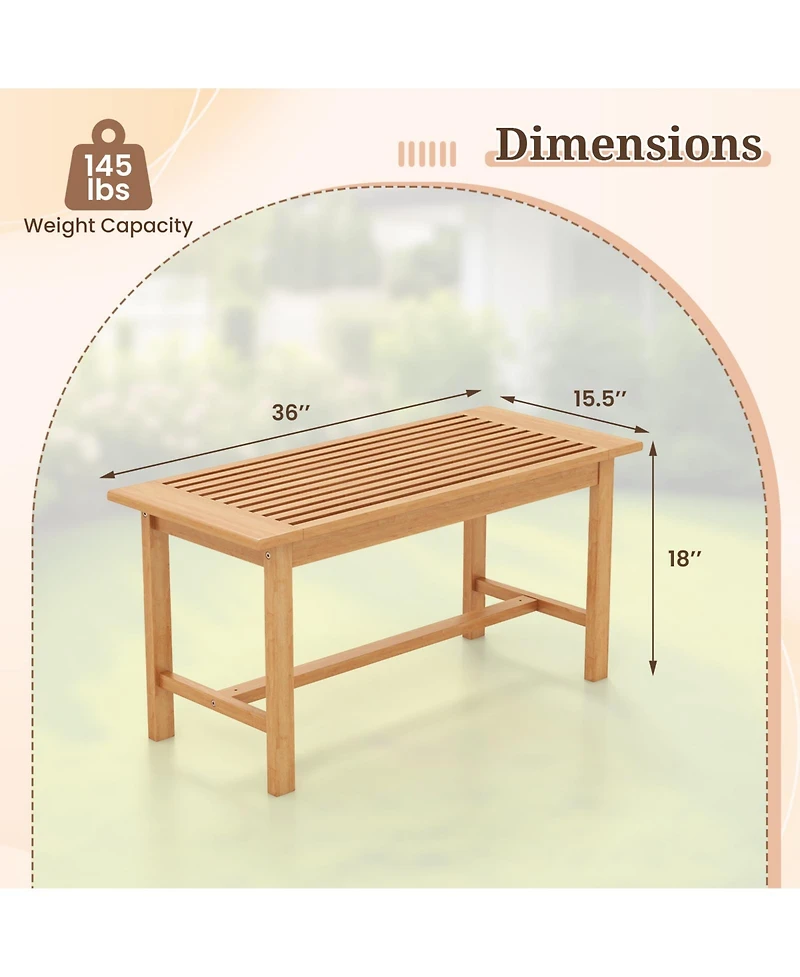 Mecale 36 in Teak Coffee Table with Slatted Top, Holds 145 lbs