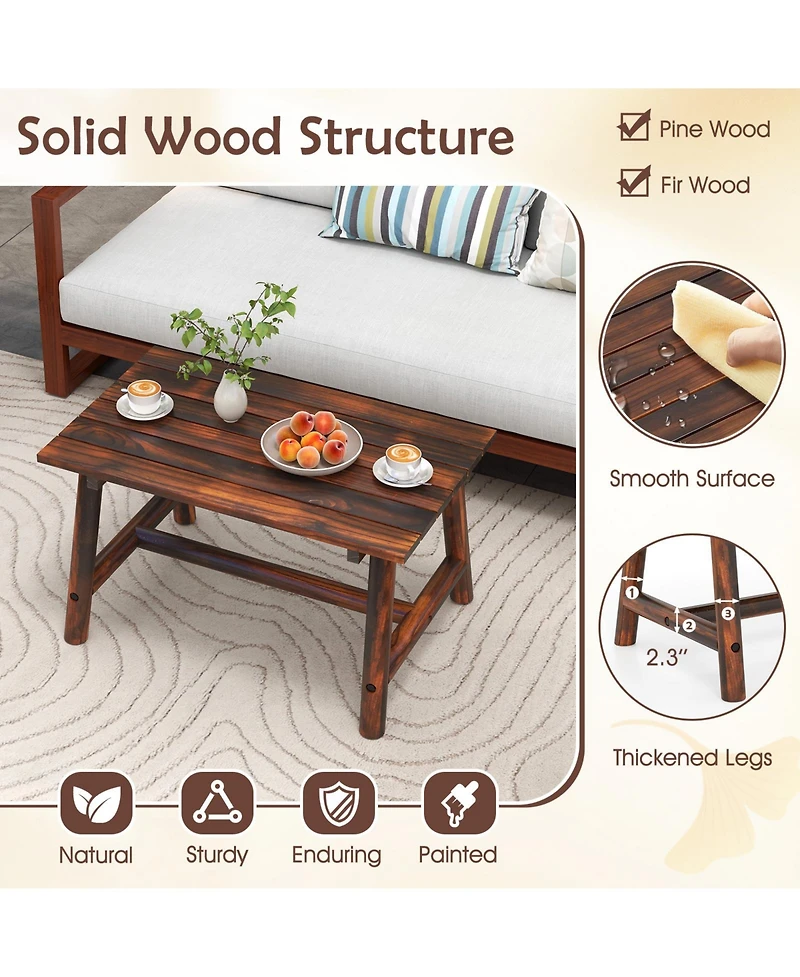 Mecale 35.5 in Solid Wood Patio Coffee Table with 275-lb Capacity