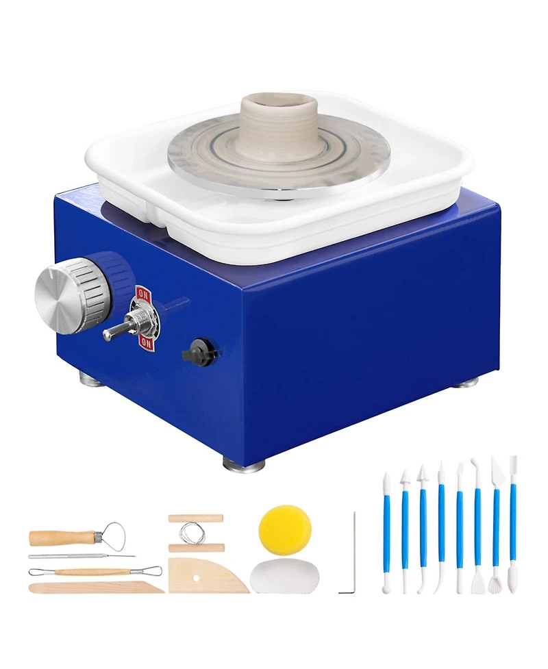 Yobtop Mini Pottery Wheel, Adjustable Speed, Detachable Basin, 2 Turntables, 17 Accessories