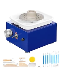 Yobtop Mini Pottery Wheel, Adjustable Speed, Detachable Basin, 2 Turntables, 17 Accessories