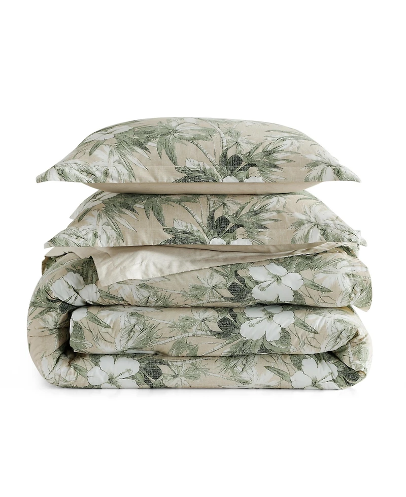 Tommy Bahama Home Beachway Blooms Reversible Breathable Cotton Medium Warmth 3-Piece Comforter Set, King