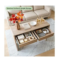 homfan Console Table with 3 Drawers, Thickened Hallway Table with Large Storage for Living Room, Tv Stand, Artificial Board, Wood Grain, Easy Clean