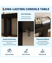 47" Console Table with Drawer, Modern Farmhouse Entryway Table, Walnut Wood Sofa Table, Narrow Accent Table for Hallway, Foyer and Living Room