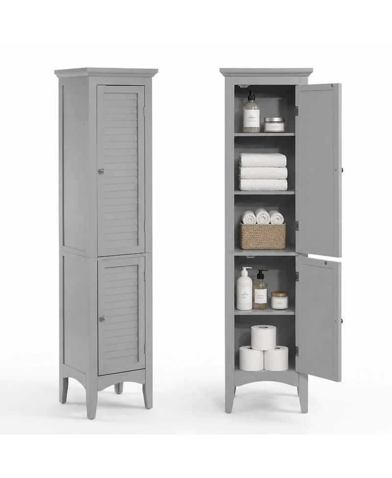 Teamson Home 63"H Glancy Linen Tower with Shutter doors