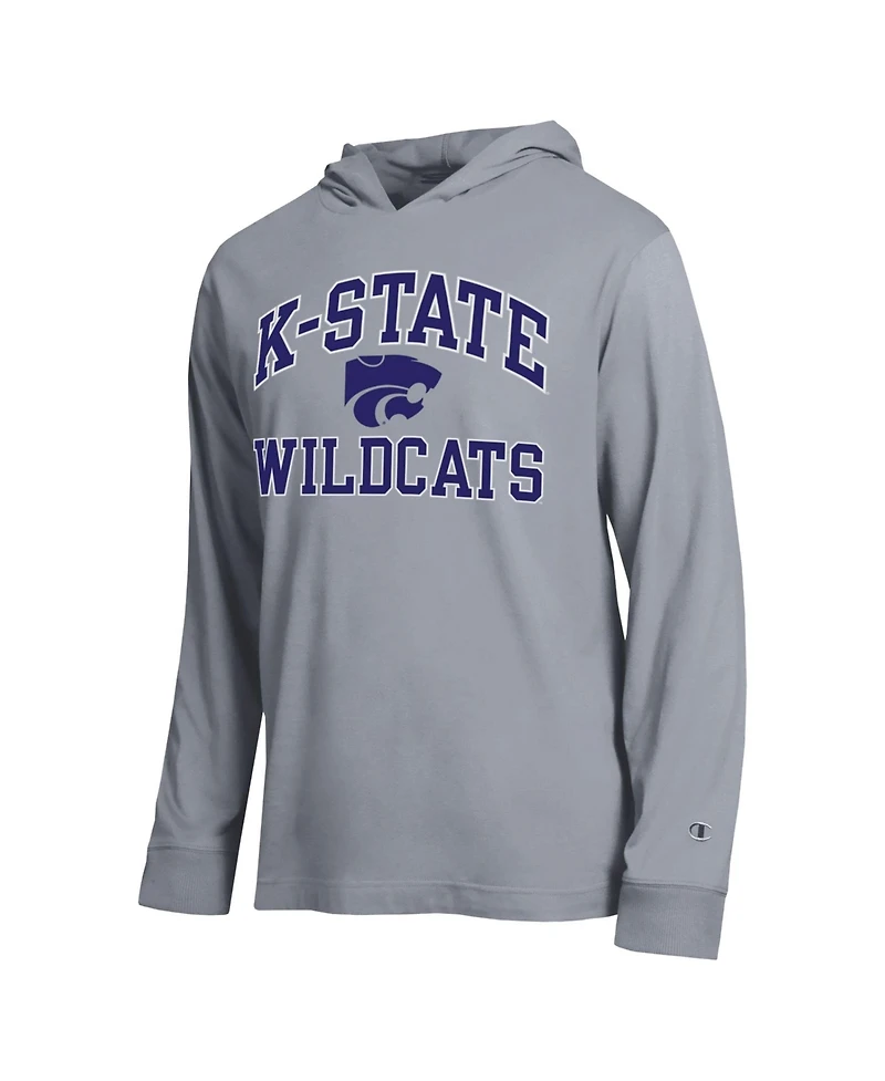 Champion Men's Heather Gray Kansas State Wildcats High Motor All-Star Long Sleeve Hooded Sweatshirt