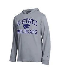 Champion Men's Heather Gray Kansas State Wildcats High Motor All-Star Long Sleeve Hooded Sweatshirt