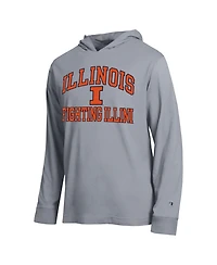 Champion Men's Heather Gray Illinois Fighting Illini High Motor All-Star Long Sleeve Hooded Sweatshirt