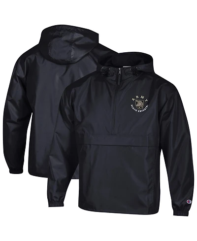 Champion Men's Black Army Knights Packable Hooded Windbreaker Half-Zip Jacket