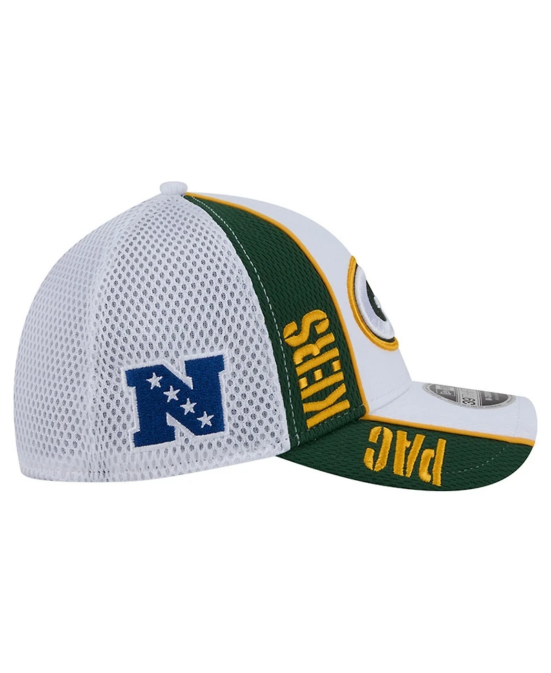 New Era Men's White/ Green Bay Packers Dash 39THIRTY Flex Hat