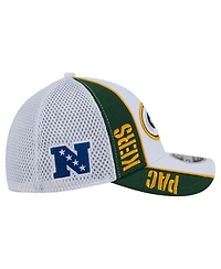 New Era Men's White/ Green Bay Packers Dash 39THIRTY Flex Hat