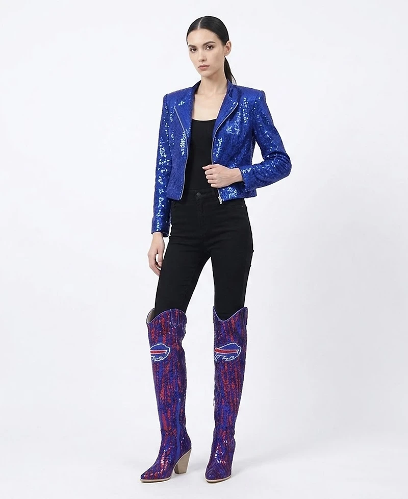 Cuce Buffalo Bills Over-the-Knee Two-Tone Sequin Boots