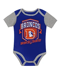 Outerstuff Baby Boys and Girls Denver Broncos First Round Pick Screen-Print Short-Sleeve 3-Piece Creeper Set