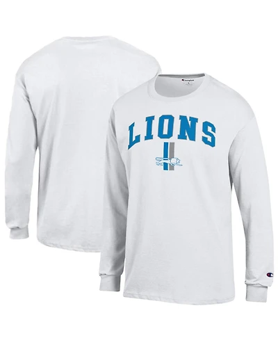 Champion Men's White Detroit Lions Arch Over Logo Long Sleeve T-Shirt