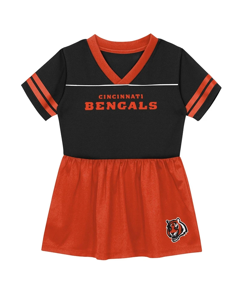 Outerstuff Toddler Girls' 2T-5T Cincinnati Bengals Stadium Lights Fit & Flare V-Neck Jersey Dress