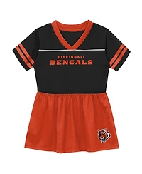 Outerstuff Toddler Girls' 2T-5T Cincinnati Bengals Stadium Lights Fit & Flare V-Neck Jersey Dress