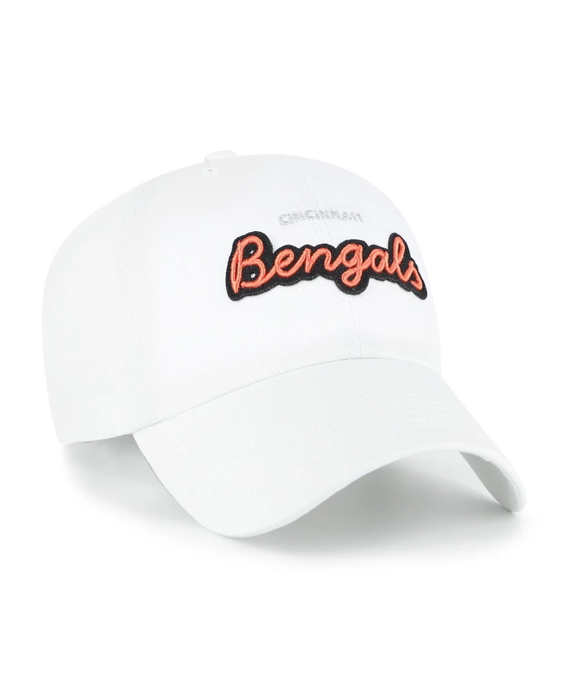 '47 Brand Women's White Cincinnati Bengals Trendy Script Clean Up Adjustable Hat