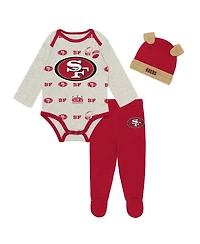 Outerstuff Baby Boys' San Francisco 49ers Huddles Giggles Long-Sleeve Creeper, Pants and Hat, 3-Piece Set