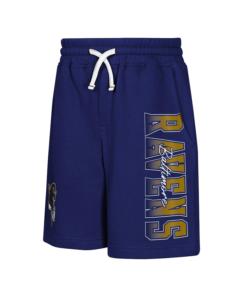 Outerstuff Boys' and Girls' 4-20 Baltimore Ravens Audible Fleece Drawstring Shorts