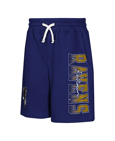 Outerstuff Boys' and Girls' 4-20 Baltimore Ravens Audible Fleece Drawstring Shorts