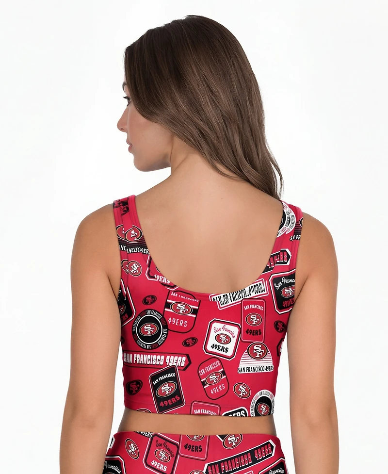 Concepts Sport Women's San Francisco 49ers Wireless Scoop Neck Grady Allover Print Bralette