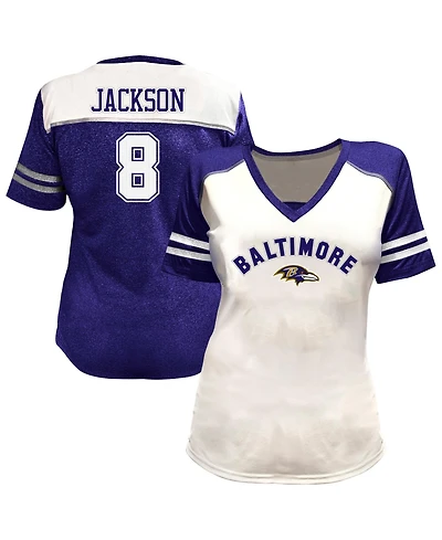 Fanatics Plus Baltimore Ravens Lamar Jackson V-Neck Bling T-Shirt
