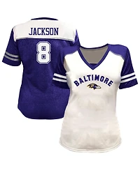 Fanatics Plus Baltimore Ravens Lamar Jackson V-Neck Bling T-Shirt