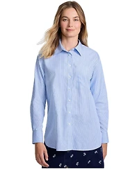 Lands' End Women's Oversized No Iron Tunic with Statement Collar Shirt