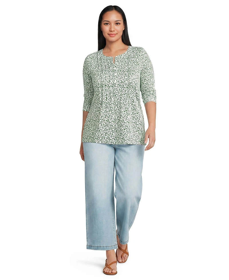 Lands' End Plus Long-Sleeve Pintuck Tunic Blouse