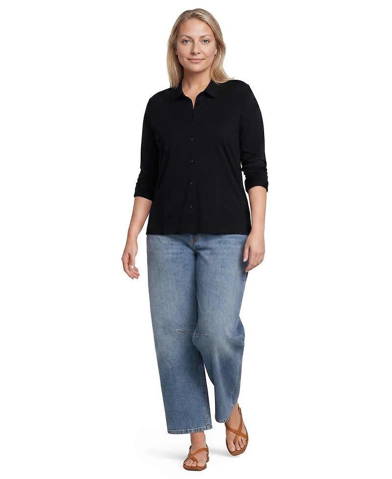 Lands' End Plus Long-Sleeve Button-Front Relaxed-Fit Button-Down Shirt