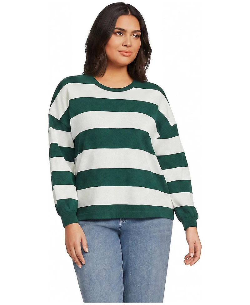 Lands' End Plus Long-Sleeve Breton-Stripe Relaxed-Fit T-Shirt