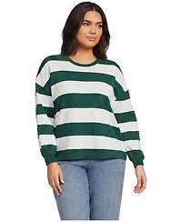 Lands' End Plus Long-Sleeve Breton-Stripe Relaxed-Fit T-Shirt