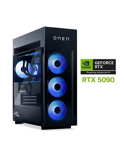 Hp Omen Max 45L Gaming Tower Desktop, Amd Ryzen 9 9900X3D, Rtx 5090, 32GB DDR5, 1TB Ssd, Wi-Fi 7, Shadow Black Glass, Win11 Home, Black