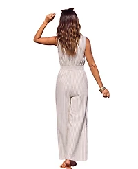Cupshe Women's Vertical-Stripe Sleeveless Wide-Leg Jumpsuit
