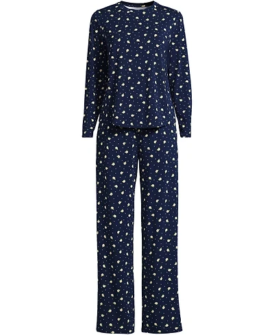 Lands' End Women's Crewneck Long-Sleeve Top and Pants Set