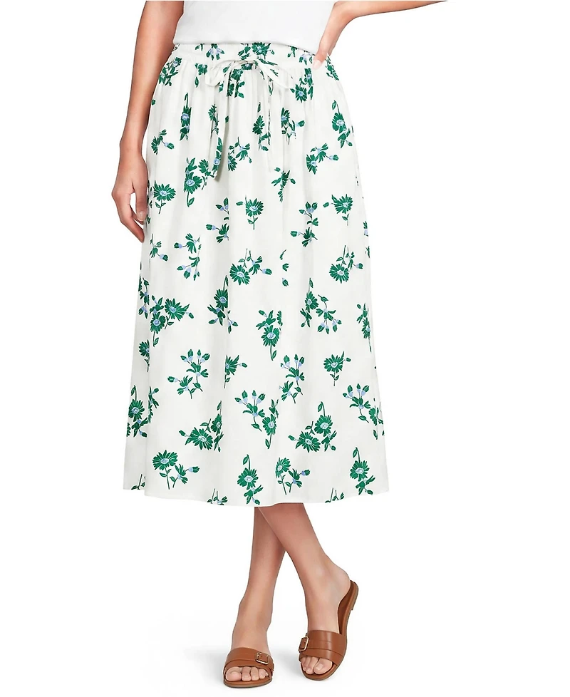 Lands' End Women's Poplin Pull On Midi Skirt