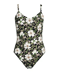 Lands' End Women's V-neck High Leg Strappy Back One Piece