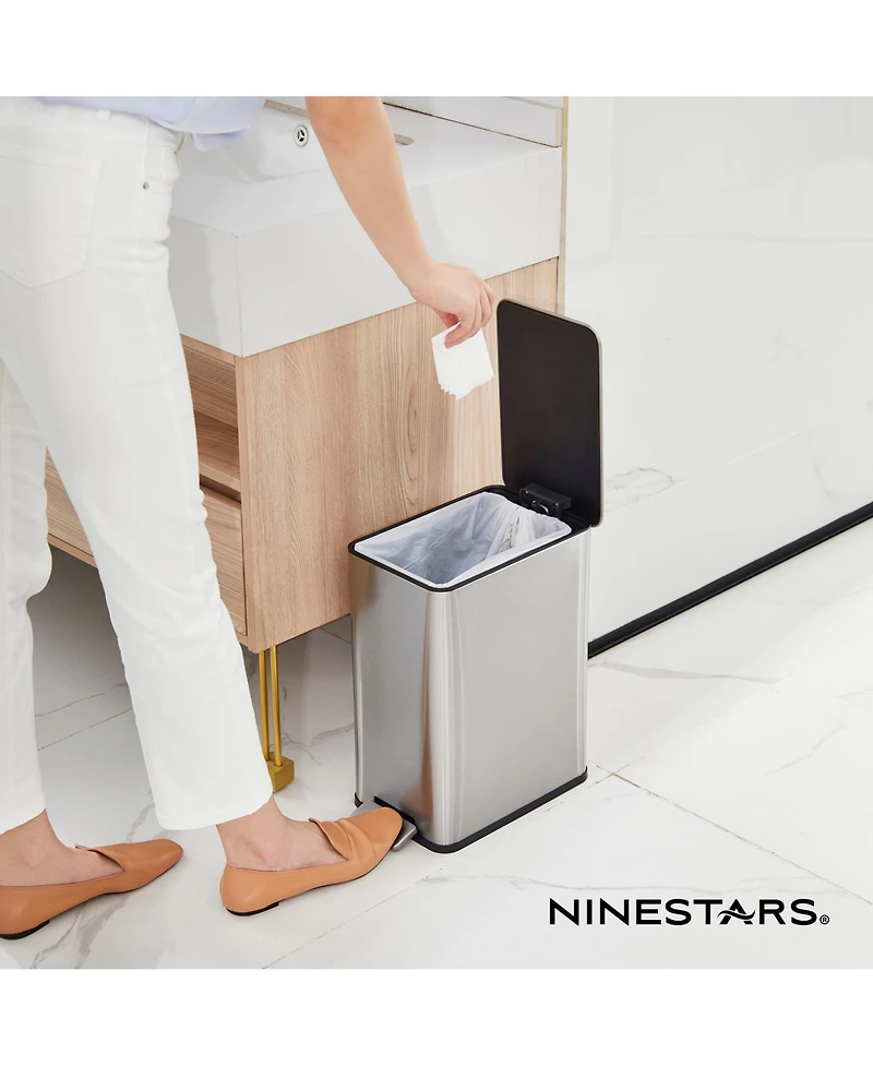 Ninestars Step-On Trash Can 2.6 Gallon, Rectangular Shaped