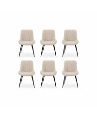 homfan Set of 6 Faux Leather Upholstered Dining Chairs with Curved Backrest and Steel Legs