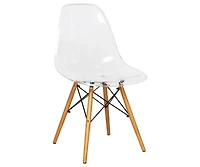 LeisureMod Dover Modern Molded Abs Plastic Dining Side Chair with Chrome Eiffel Base, Solid Beech Wood Legs, Ergonomic Contoured Seat, Set of 2