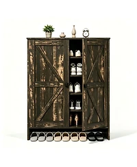 Slickblue Barn Door Shoe Cabinet with 2 Doors and Single Hole Handle