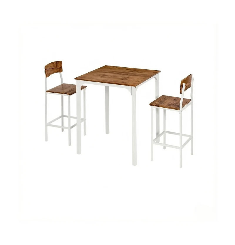 Flynama 3-Piece Bistro Dining Set with Square Table and 2 Stools for Small Spaces