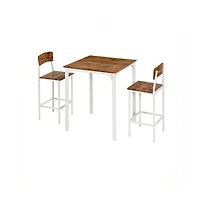 Flynama 3-Piece Bistro Dining Set with Square Table and 2 Stools for Small Spaces