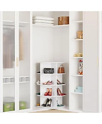 SpaceAid 4 Tier Rotating Shoe Rack Tower, Revolving Shoe Rack Storage, Round Carousel Vertical Handbag and Shoe Organizer