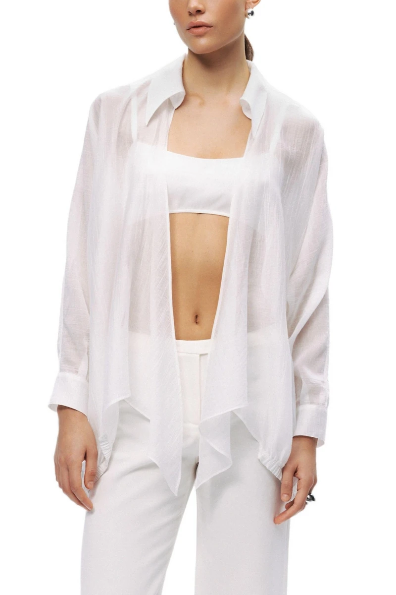 Nocturne Women's Tie-Detail Long-Sleeve Collared Shirt