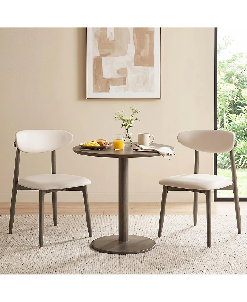 Gymax Wooden Dining Chairs Set of 2 Upholstered Kitchen with Curved Backrest