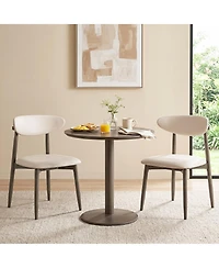 Gymax Wooden Dining Chairs Set of 2 Upholstered Kitchen with Curved Backrest