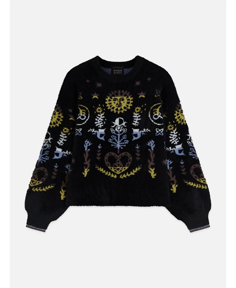 Scotch & Soda Women's Jacquard Oversized Crewneck Pullover Sweater