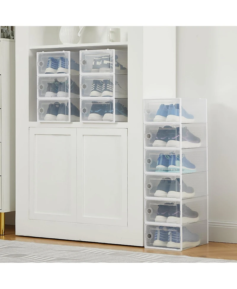 gaomon x-Large Clear Plastic Storage Boxes - 12 Pack Stackable Shoe Organizers with Durable Lids for Sneakers, Toys, Closet and Under Bed Storage