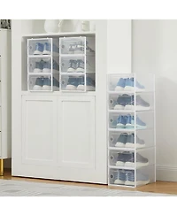 gaomon x-Large Clear Plastic Storage Boxes - 12 Pack Stackable Shoe Organizers with Durable Lids for Sneakers, Toys, Closet and Under Bed Storage